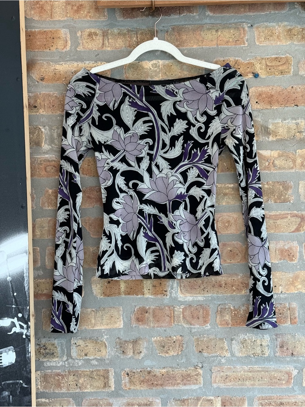 The Limited Black Top with Lavender Floral Print